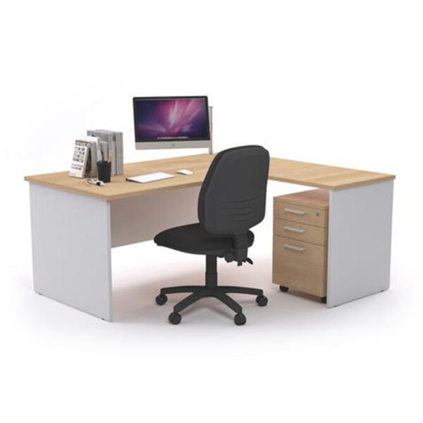 Escritorio Operativo Legno Escritorio Operativo Legno con cajón con silla operativa de oficina y computadora y libros